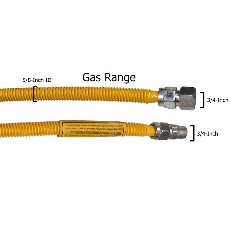 LASCO 10-1259 Flexible Coated Stainless Steel Gas Range Supply Line, 72-Inch, 5/8 Inch ID with 3/4 Inch Pipe Thread Fittings , Yellow - Image 2